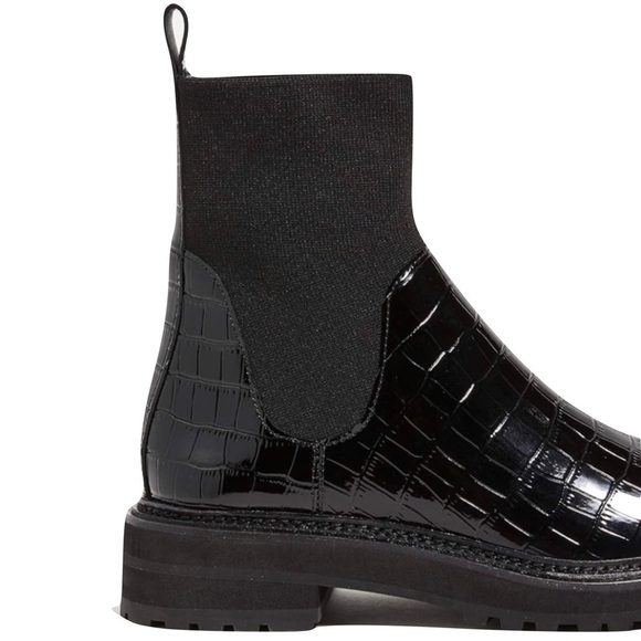 NWT -Loeffler Randall Bridget Chelsea Combat Boots Black Patent Leather Size 5.5 - Picture 4 of 15